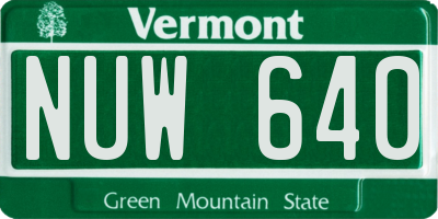 VT license plate NUW640