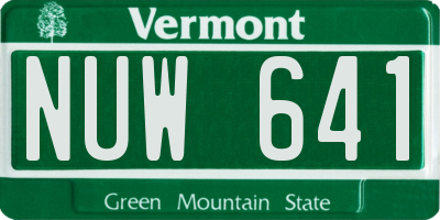 VT license plate NUW641