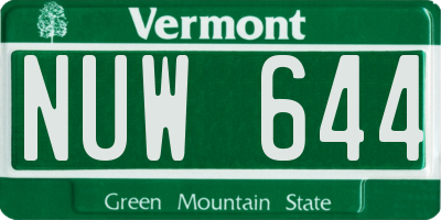 VT license plate NUW644