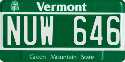 VT license plate NUW646
