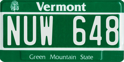VT license plate NUW648