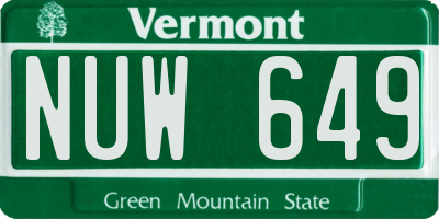 VT license plate NUW649