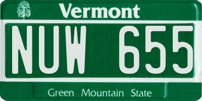 VT license plate NUW655