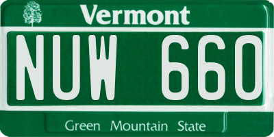 VT license plate NUW660