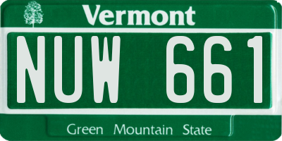 VT license plate NUW661