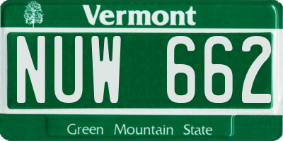 VT license plate NUW662