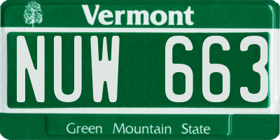 VT license plate NUW663