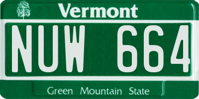 VT license plate NUW664