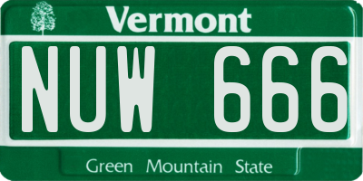 VT license plate NUW666