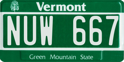 VT license plate NUW667