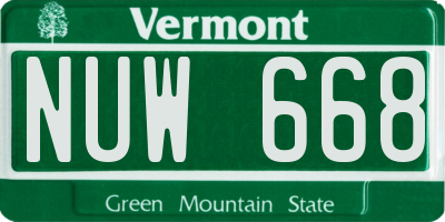 VT license plate NUW668
