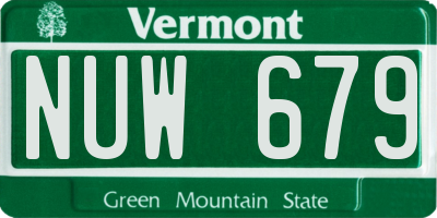VT license plate NUW679