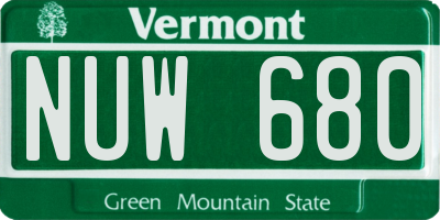 VT license plate NUW680