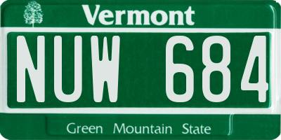 VT license plate NUW684