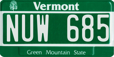 VT license plate NUW685