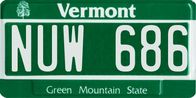 VT license plate NUW686