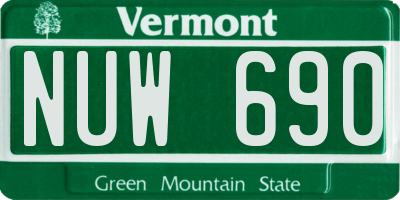 VT license plate NUW690