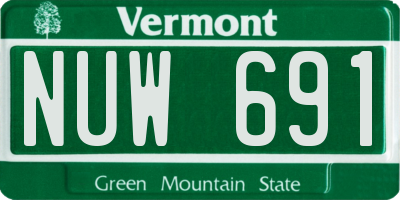 VT license plate NUW691