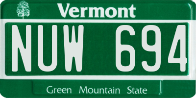 VT license plate NUW694