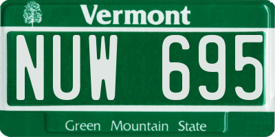 VT license plate NUW695