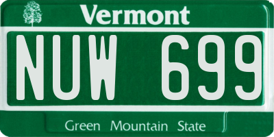 VT license plate NUW699