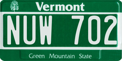 VT license plate NUW702