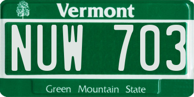 VT license plate NUW703