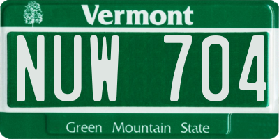VT license plate NUW704