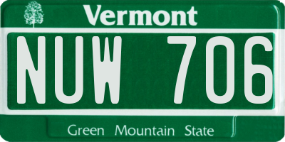 VT license plate NUW706