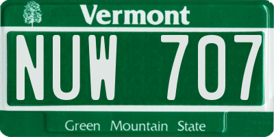 VT license plate NUW707