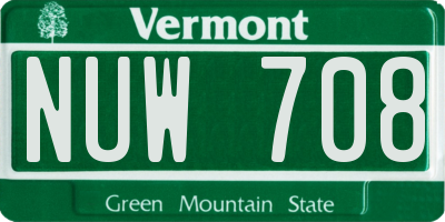 VT license plate NUW708