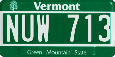 VT license plate NUW713