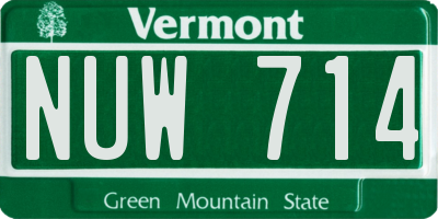 VT license plate NUW714