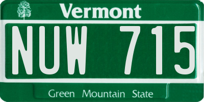 VT license plate NUW715