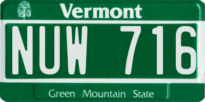 VT license plate NUW716