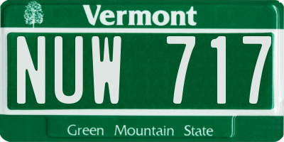 VT license plate NUW717