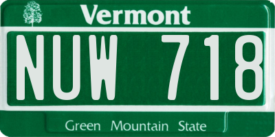 VT license plate NUW718