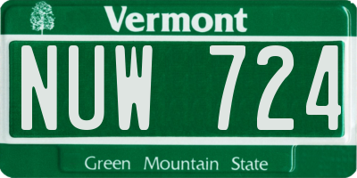 VT license plate NUW724
