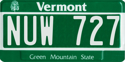 VT license plate NUW727