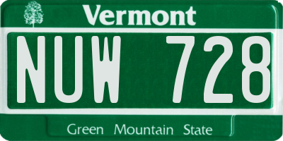 VT license plate NUW728