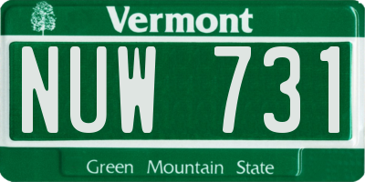 VT license plate NUW731