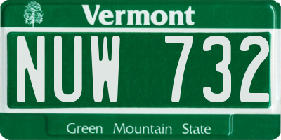 VT license plate NUW732