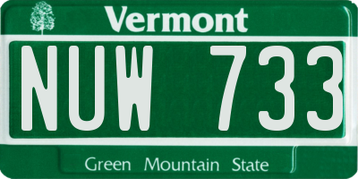VT license plate NUW733