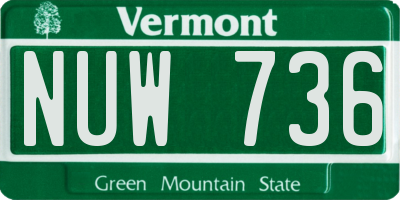 VT license plate NUW736