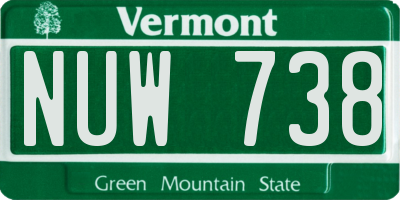 VT license plate NUW738
