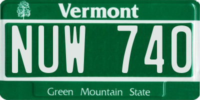 VT license plate NUW740