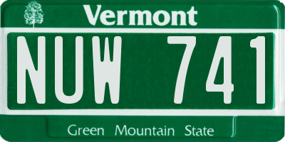 VT license plate NUW741