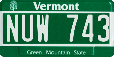 VT license plate NUW743