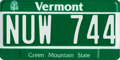 VT license plate NUW744
