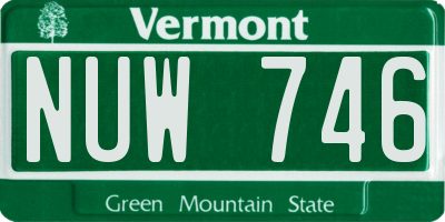 VT license plate NUW746